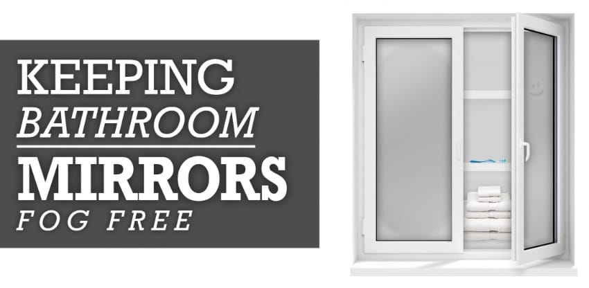 Bathroom cabinet with foggy mirrored doors