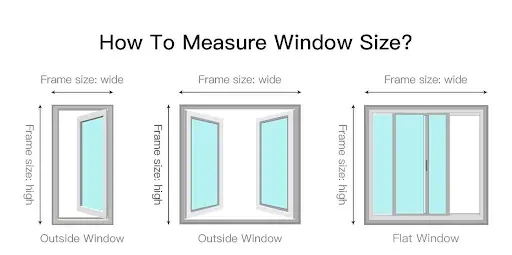 How to measure window size. Width and height from the outside of the frame.