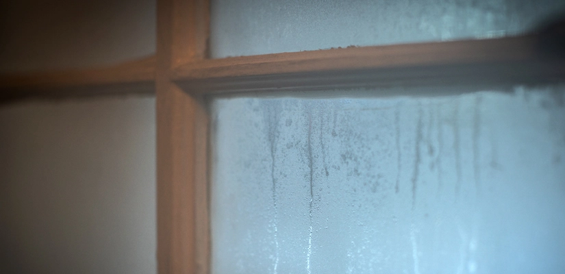 Window covered in condensation