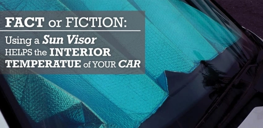 A sun visor under a windshield